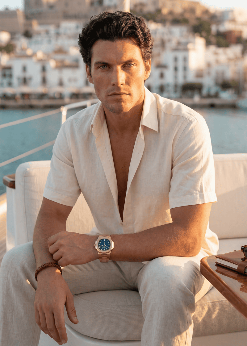 PIETER PETROS PP Shirts Laos Short Sleeve Linen Shirt - Vanille PIETER PETROS | PP LINEN SHIRT LAOS - SHORT SLEEVE - CORAL ORANGE Peter Petros peterpetros PieterPetros sustainable luxury fashion  designer brand  natural fabrics natural fashion