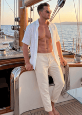 PIETER PETROS PP Trousers PP Casual Linen Trousers - Vanille PIETER PETROS | PP CASUAL LINEN TROUSERS - VANILLE Peter Petros peterpetros PieterPetros sustainable luxury fashion  designer brand  natural fabrics natural fashion