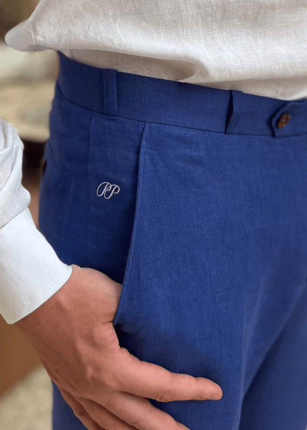 PIETER PETROS PP Trousers PP Trousers 100% Linen Sapphire Blue
