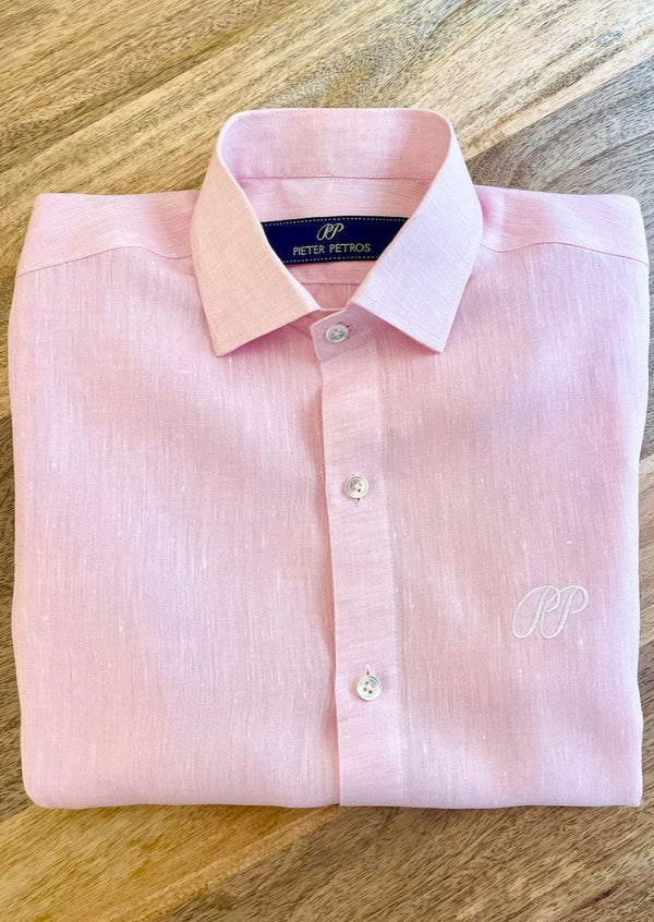 PIETER PETROS PP Shirts Laos Short Sleeve Linen Shirt - Pink